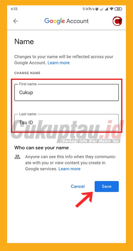cara mengganti nama email google android 5