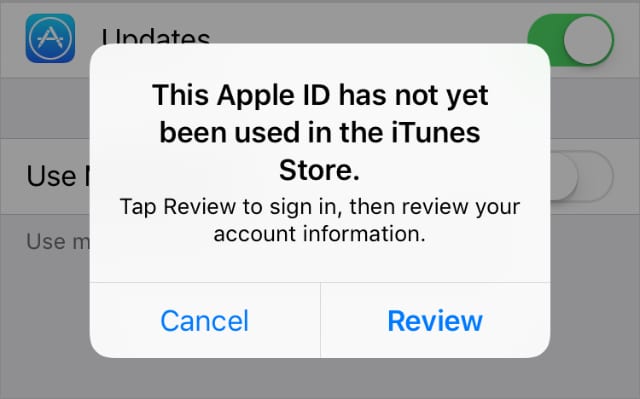 ID Apple ini belum pernah digunakan di iTunes Store